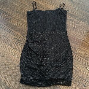 Katie J NYC. Black sequin dress. Kids large. Like new